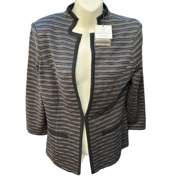 Ming Wang NWT Tailored Fit Spreading Hope Long Sleeve Sweater Grey & Black Sz XS - Picture 8 of 12